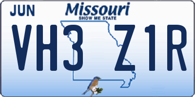 MO license plate VH3Z1R