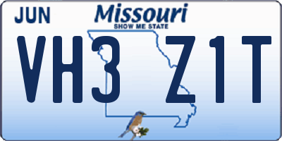 MO license plate VH3Z1T