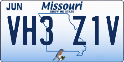 MO license plate VH3Z1V