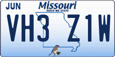 MO license plate VH3Z1W