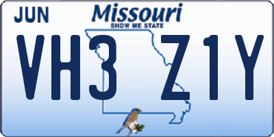 MO license plate VH3Z1Y