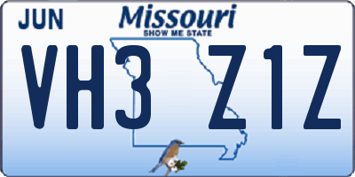 MO license plate VH3Z1Z