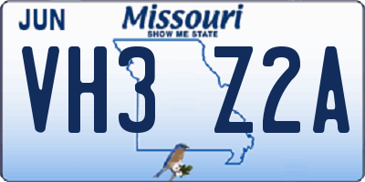 MO license plate VH3Z2A