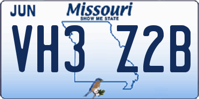 MO license plate VH3Z2B