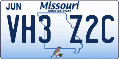 MO license plate VH3Z2C