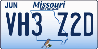 MO license plate VH3Z2D