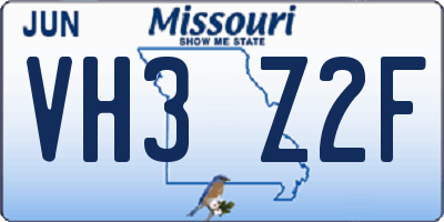 MO license plate VH3Z2F