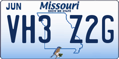MO license plate VH3Z2G