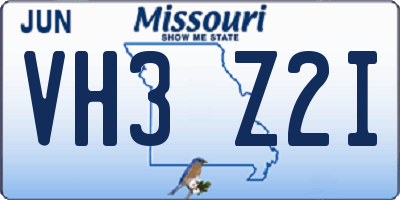 MO license plate VH3Z2I