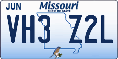 MO license plate VH3Z2L