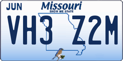 MO license plate VH3Z2M