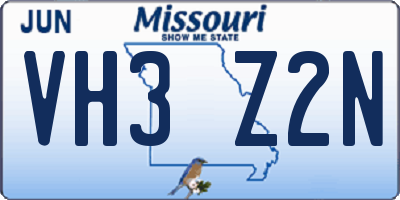 MO license plate VH3Z2N