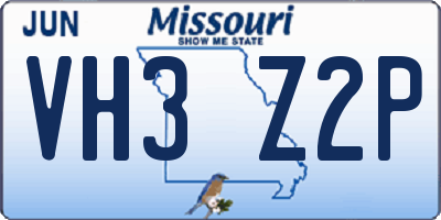 MO license plate VH3Z2P