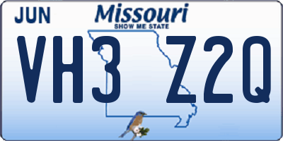 MO license plate VH3Z2Q