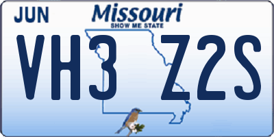 MO license plate VH3Z2S