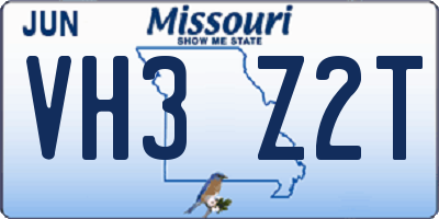 MO license plate VH3Z2T