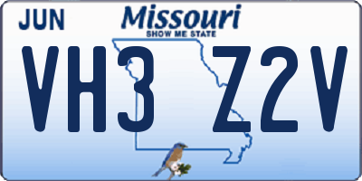 MO license plate VH3Z2V
