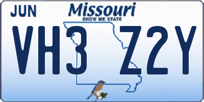 MO license plate VH3Z2Y