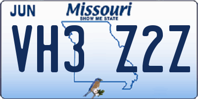 MO license plate VH3Z2Z
