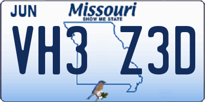 MO license plate VH3Z3D