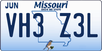 MO license plate VH3Z3L