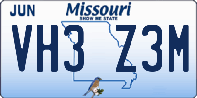 MO license plate VH3Z3M