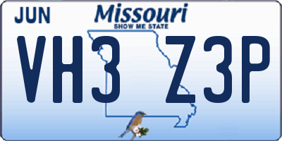 MO license plate VH3Z3P