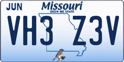 MO license plate VH3Z3V