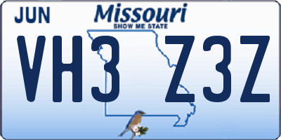 MO license plate VH3Z3Z