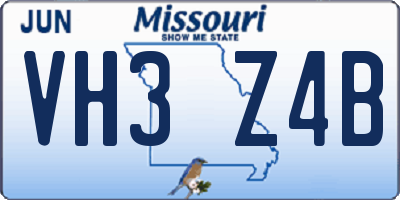 MO license plate VH3Z4B