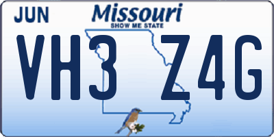 MO license plate VH3Z4G