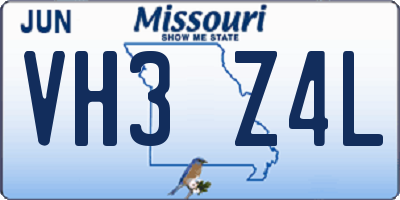 MO license plate VH3Z4L