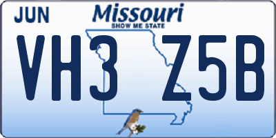 MO license plate VH3Z5B