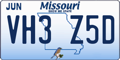 MO license plate VH3Z5D