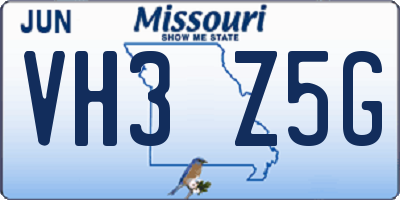 MO license plate VH3Z5G