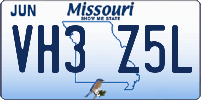 MO license plate VH3Z5L