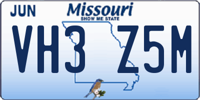 MO license plate VH3Z5M