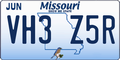 MO license plate VH3Z5R