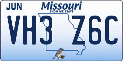 MO license plate VH3Z6C