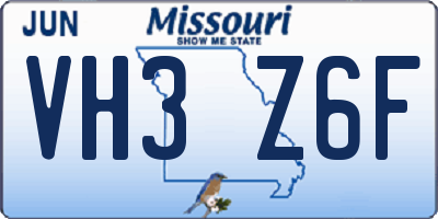 MO license plate VH3Z6F