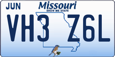 MO license plate VH3Z6L