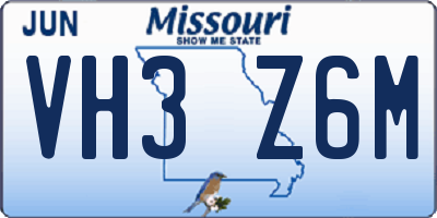 MO license plate VH3Z6M