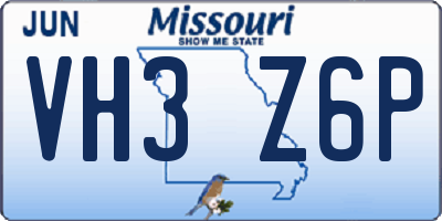 MO license plate VH3Z6P