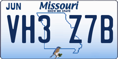 MO license plate VH3Z7B