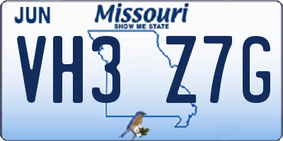 MO license plate VH3Z7G