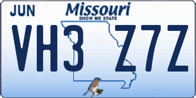 MO license plate VH3Z7Z