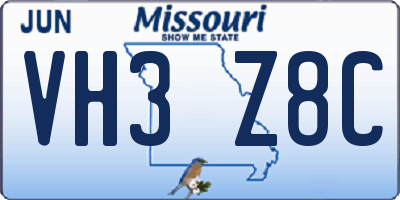 MO license plate VH3Z8C