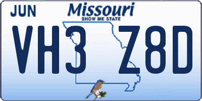 MO license plate VH3Z8D