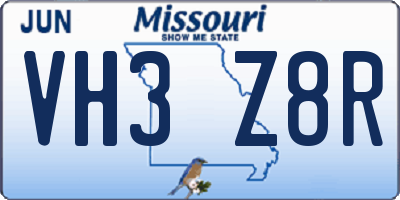 MO license plate VH3Z8R