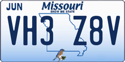 MO license plate VH3Z8V
